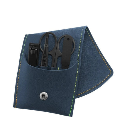 Premium 16-piece manicure set with sleek leather case, including nail clippers, scissors, tweezers, and other grooming tools