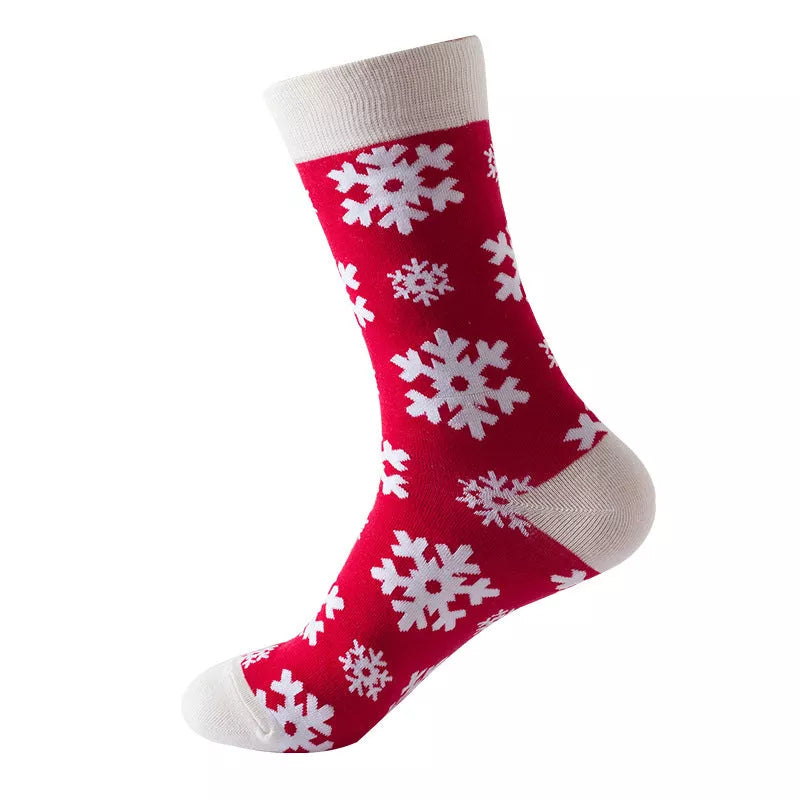 Christmas Tree Snow Elk Gift Cotton Happy Socks with antibacterial feature