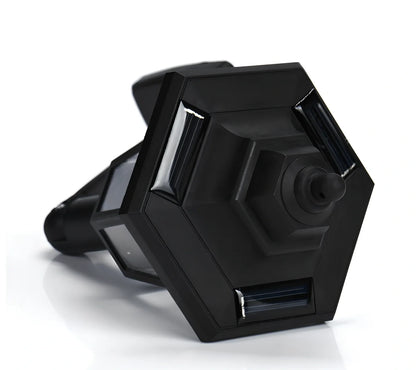 Black hexagonal solar wall lamp with monocrystal silicon panel and automatic light sensor for outdoor use