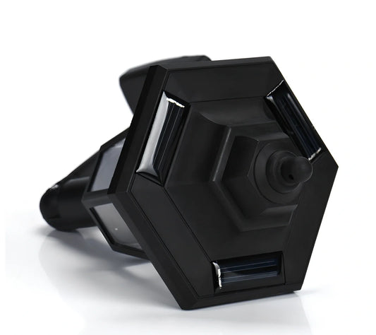 Black hexagonal solar wall lamp with monocrystal silicon panel and automatic light sensor for outdoor use