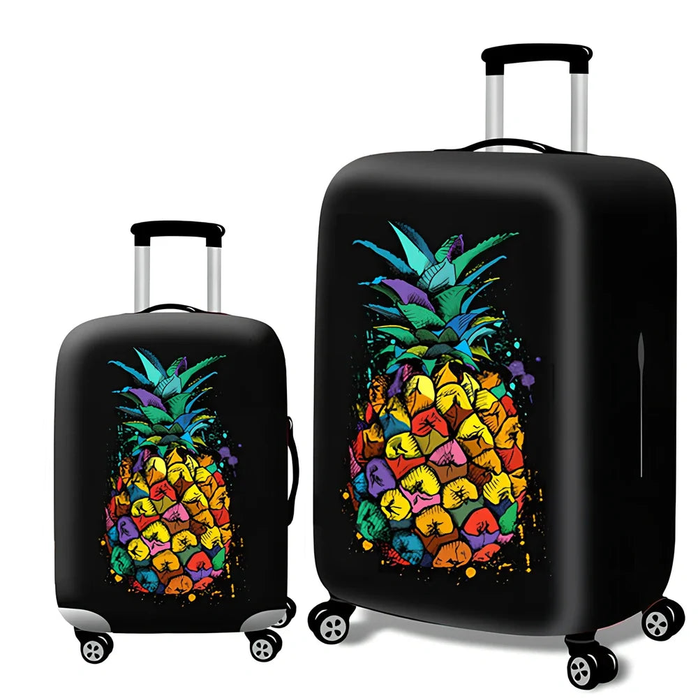 Elastic trolley case cover protecting luggage with polyester fabric, available in multiple sizes and patterns