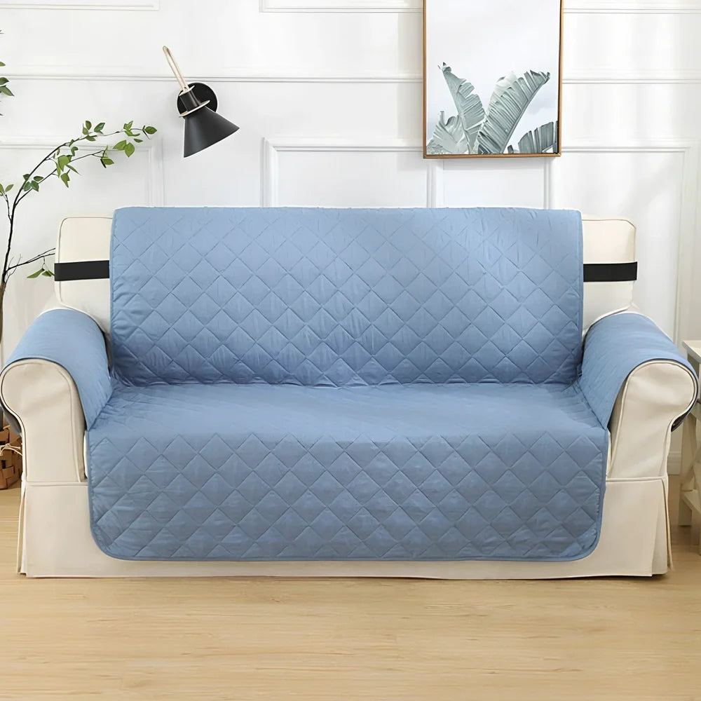 Lake blue pet waterproof compartment sofa cushion 190x228cm in polyester protecting against spills