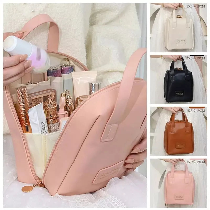 Shell-shaped waterproof PU leather cosmetic bag in various colors