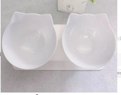 Elevated tilted double pet bowl with transparent design and adjustable stand