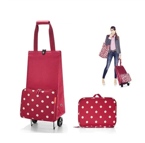 Collapsible shopping tote bag made of durable 600D encrypted Oxford cloth, with reinforced bottom tug strap for hands-free carrying