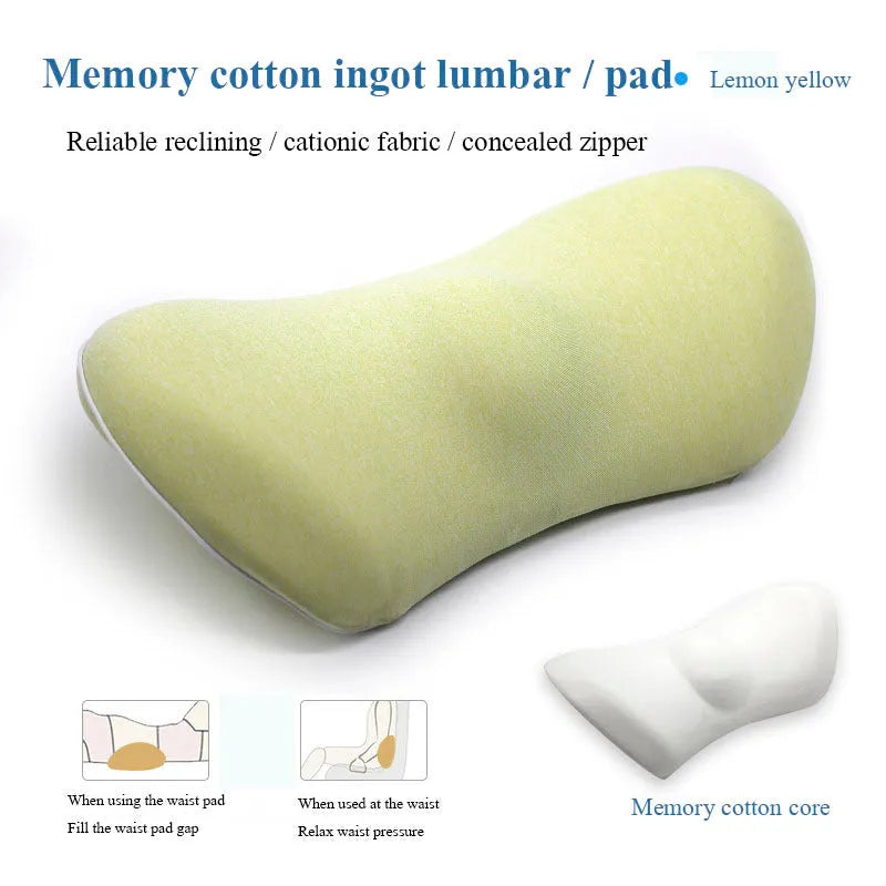 Ergonomic lumbar support pillow with grey 4D mesh fabric cover and memory foam core