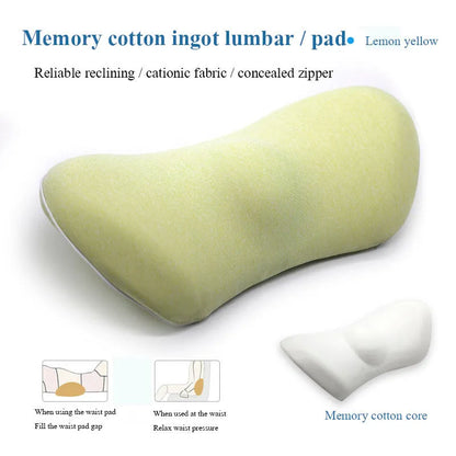 Ergonomic lumbar support pillow with grey 4D mesh fabric cover and memory foam core