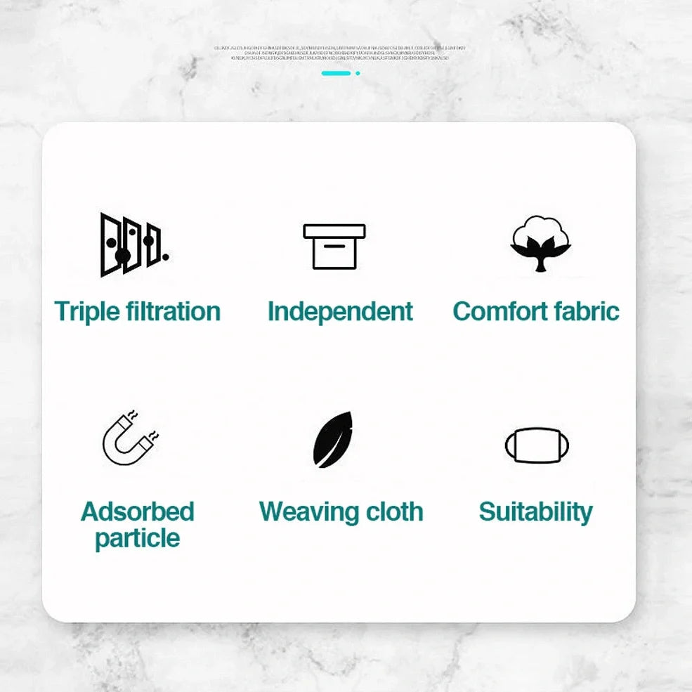 Disposable mask filter pads measuring 120x90mm with electrostatic adsorption for enhanced particle filtration