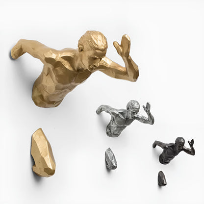 Modern resin character wall decoration in metallic finish