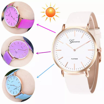 Simple Scale Temperature-sensitive Color-changing Watch with quartz movement and UV reactive dial