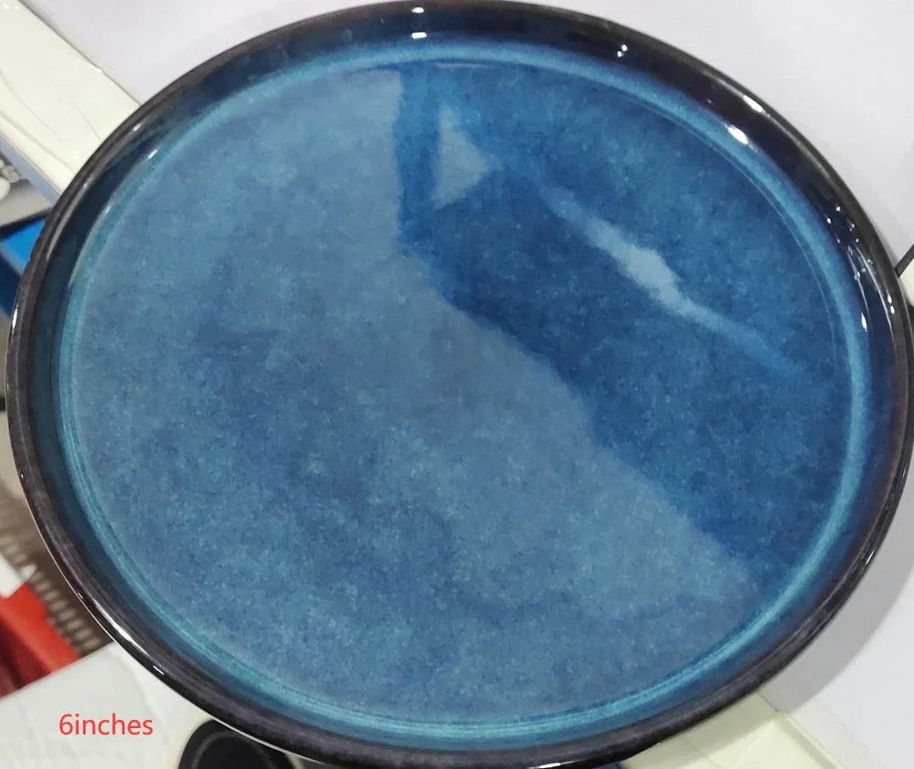 Ceramic Western steak plate with gold accents in 10-inch and 8-inch sizes, multiple colour options