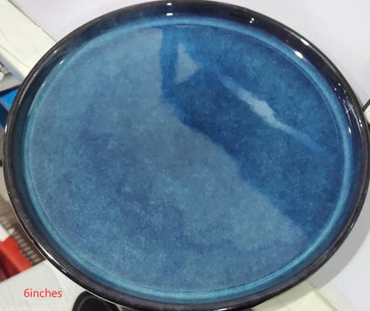 Ceramic Western steak plate with gold accents in 10-inch and 8-inch sizes, multiple colour options