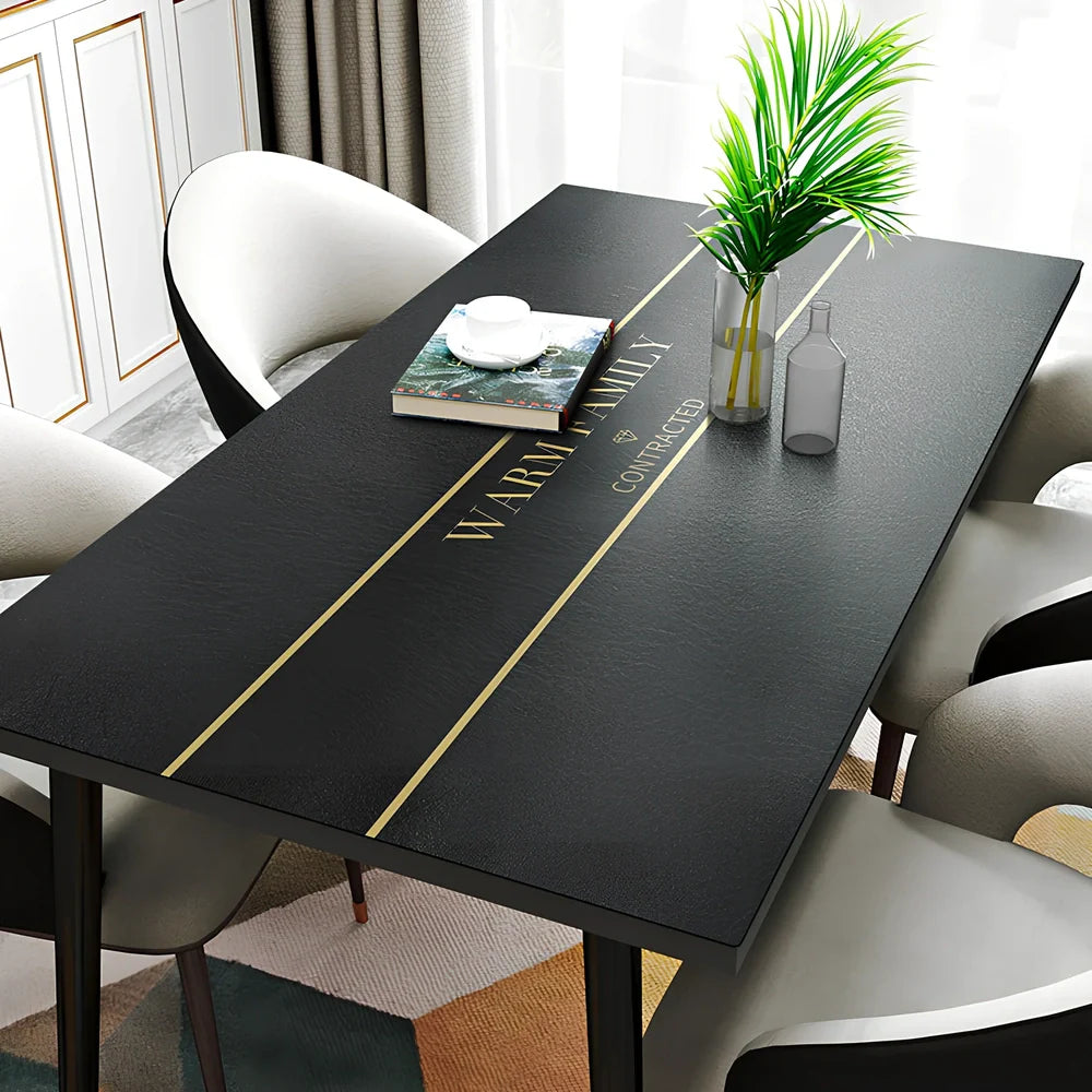 Rectangular black PVC tea table mat and cloth set, 70x140cm size, waterproof Northern Europe style protection