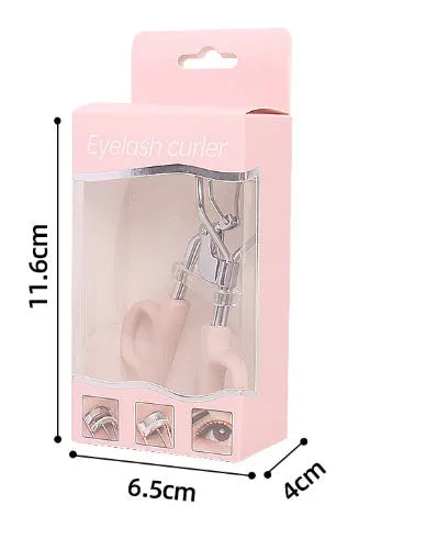 Pink eyelash curler with A4 chrome scissors handle design and carbon steel construction