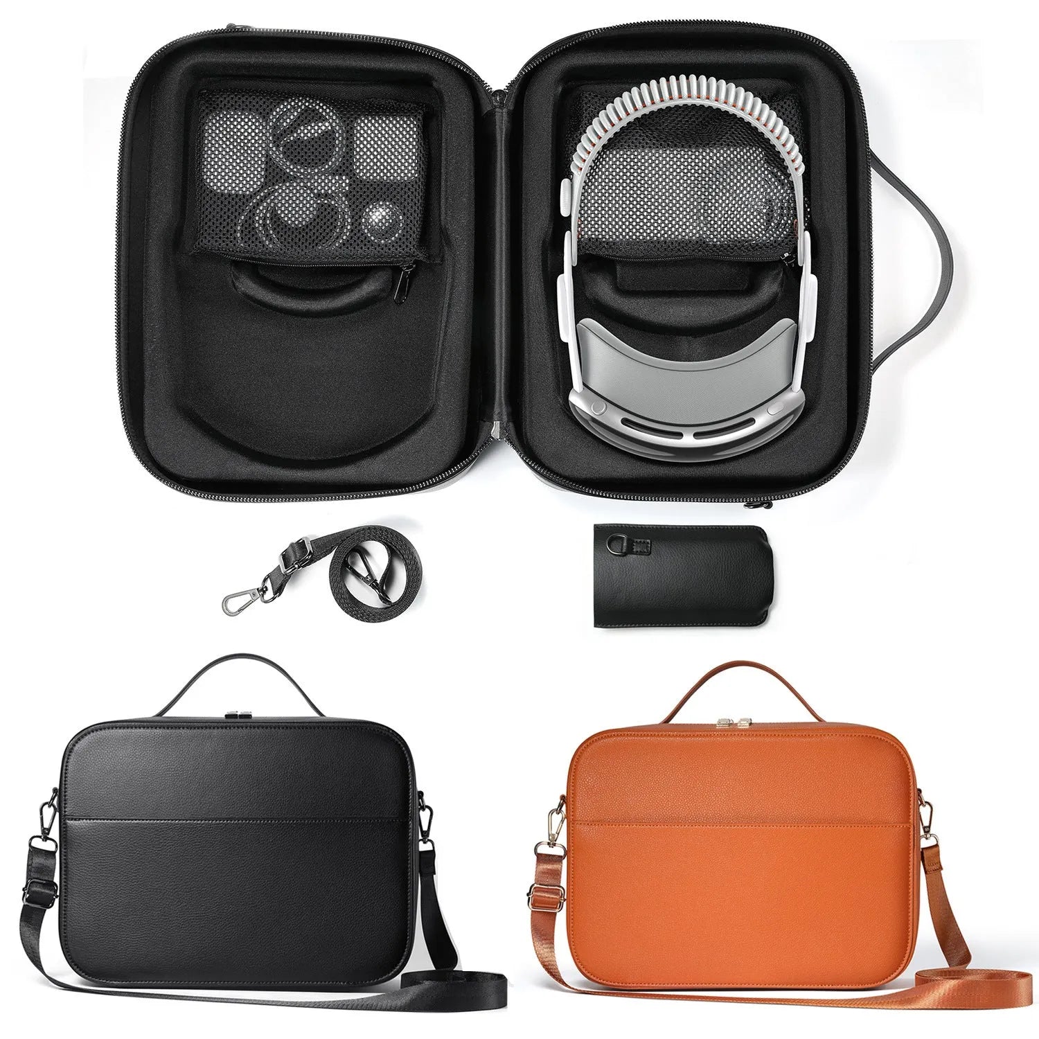 Black superfibre storage case for Apple Vision Pro MR glasses showing internal dimensions.