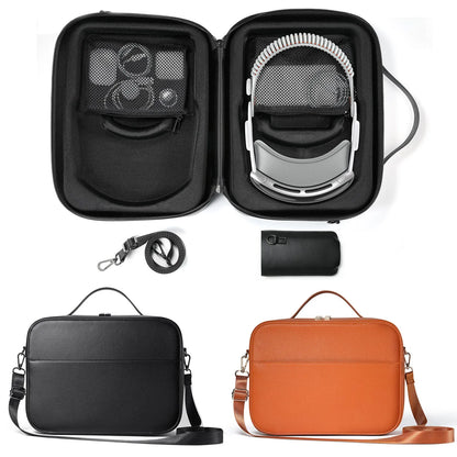 Black superfibre storage case for Apple Vision Pro MR glasses showing internal dimensions.