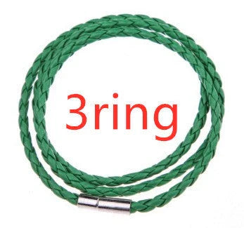 Personalized men's braided leather bracelet with stainless steel beads and custom name charm