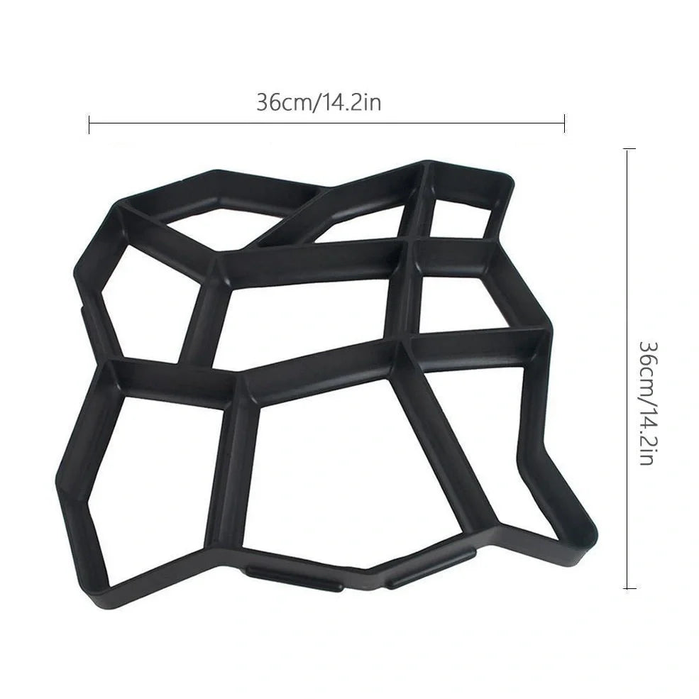 Black plastic goose pattern concrete mould measuring 42x43cm for garden pathways