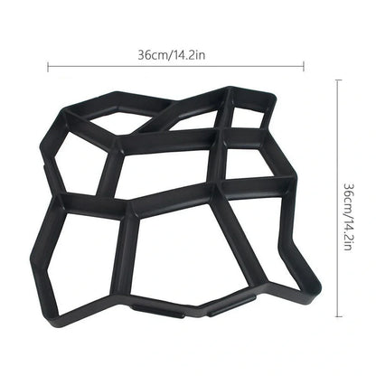 Black plastic goose pattern concrete mould measuring 42x43cm for garden pathways