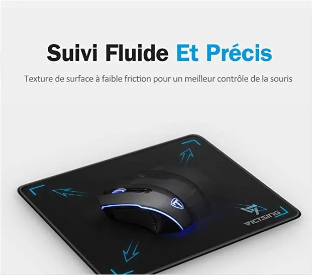 Large desk mat mouse pad with thickened 5mm profile, rough grain surface texture and rubber base measuring 270mm by 220mm, offering enhanced comfort and control for gaming or office work, available in black.