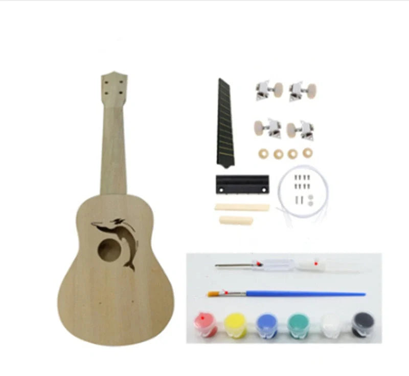 Hand-painted cherry blossom ukulele for beginners, 21 inches, basswood construction