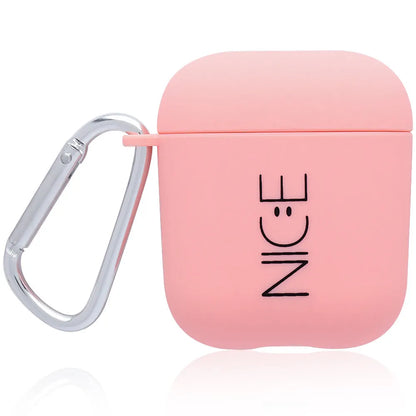 PC material AirPods earphone cover in black and pink with decorative flower and smiley face styles