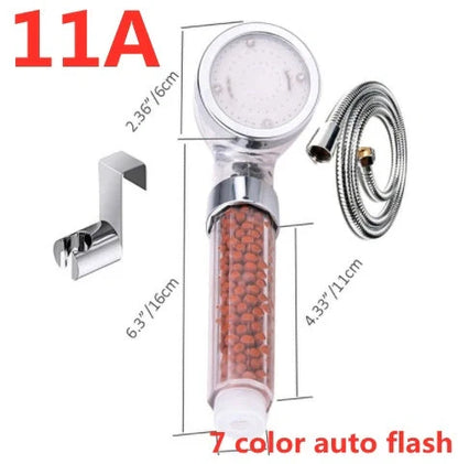 Color Changing LED Shower Head with temperature sensor and high-pressure filter