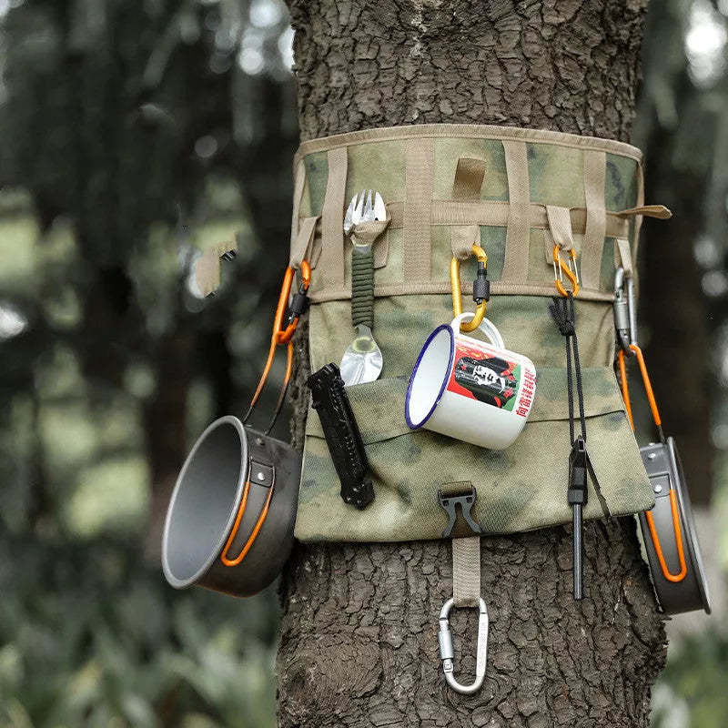 Koala Camping Tableware Storage Bag in Khaki, Black, or Green with lock buckle and double strap