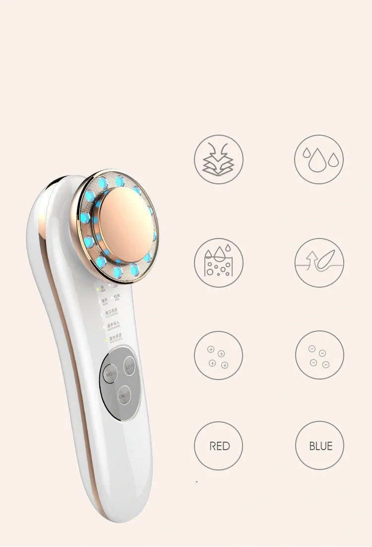 7-in-1 Facial Massager with Galvanic and High Frequency Technology for skin care