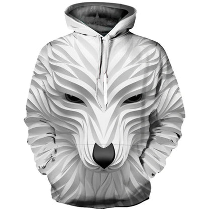 Men's long sleeve hooded sweatshirt with 3D animal print in various sizes