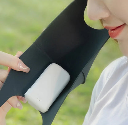 Mini portable mask fan with charging case for outdoor cooling
