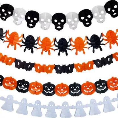 Halloween Paper Pull Flower decoration with yellow and black squash garland design
