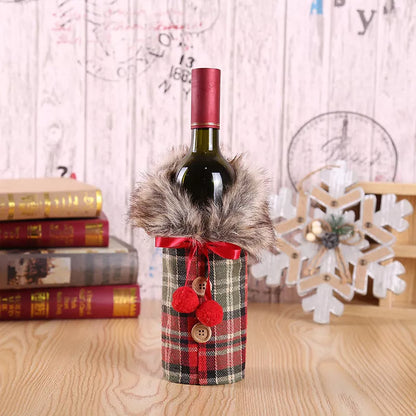 Christmas Santa Claus and wine bottle decoration set for festive holiday cheer