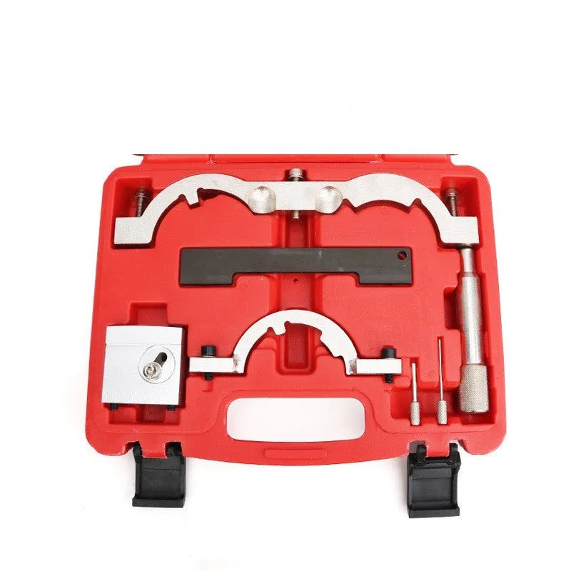 Opel 1.4 engine timing tool set with 7 red chrome-vanadium steel tools for automobile repair