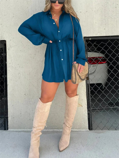 Stylish and comfortable long sleeve jumpsuit dress for women in a variety of vibrant colors
