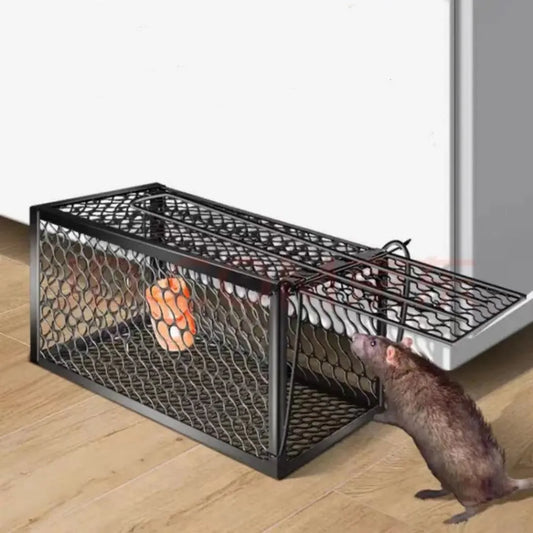 Automatic mouse cage mousetrap in iron clamp colour, showing metal and plastic construction for indoor use