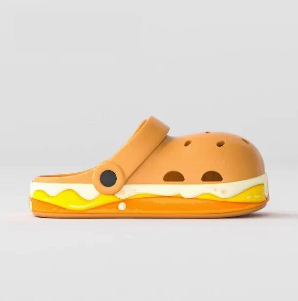 Women's light beige EVA platform sandals with thick sole and hollow-out design on a white background.