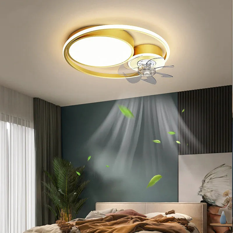 A 48cm overhead fan lamp with a metal blade and acrylic shade, providing dual lighting and airflow for bedrooms and studies with a 220V European-style design.
