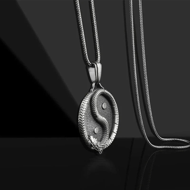 Stylish personalized pendant necklace for men made of titanium steel with a polished black finish