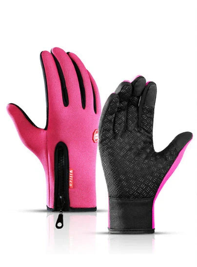 Premium touchscreen motorcycle winter gloves with fleece lining, available in multiple colors and sizes