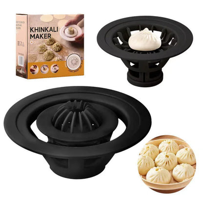 Black Jinkali steamed bun mould set with four 5cm diameter shapes for baozi and dumpling preparation