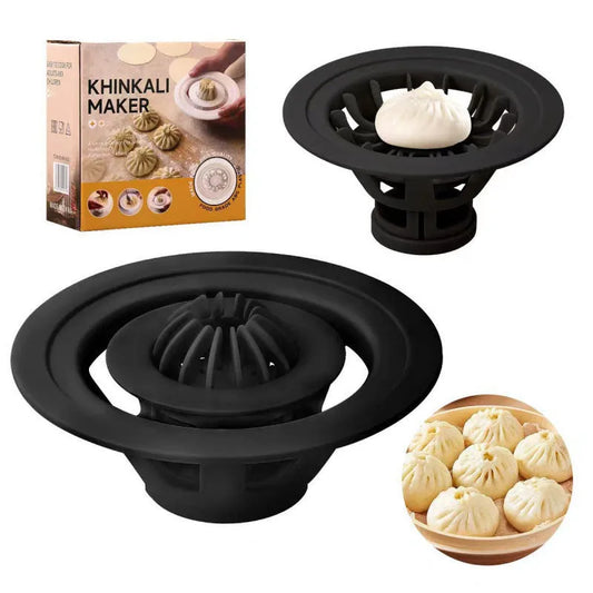 Black Jinkali steamed bun mould set with four 5cm diameter shapes for baozi and dumpling preparation