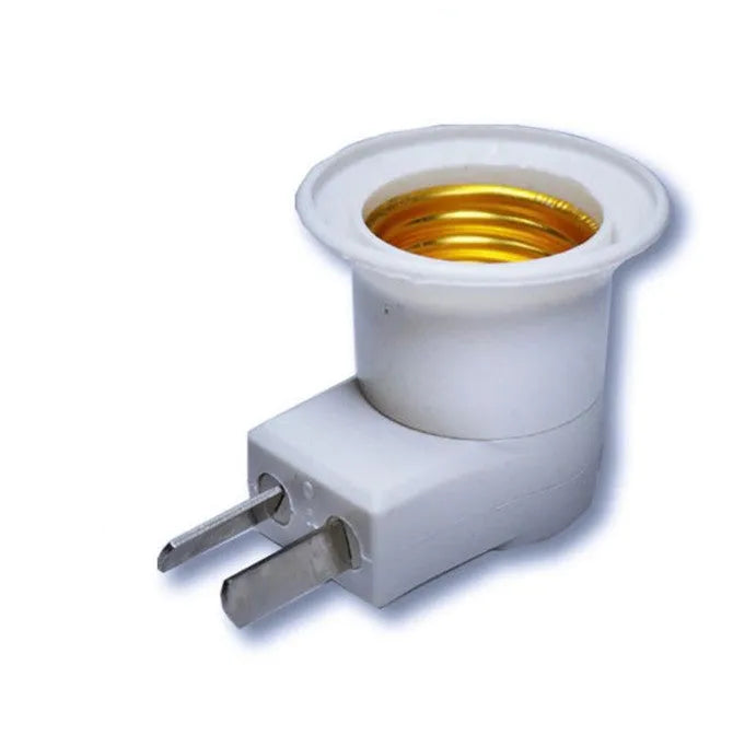 White wall plug-in screw lamp holder with switch for E27 bulbs, 250V maximum voltage