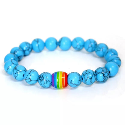 Rainbow Bead Bracelet with natural stone strand in multiple colors