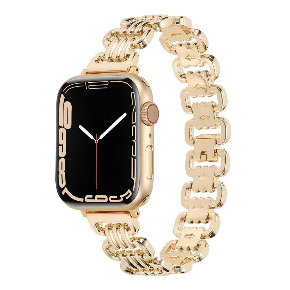 Alloy metal ladies watch bracelet for Apple Watch in silver, black, gold, rose gold, Starlight colours