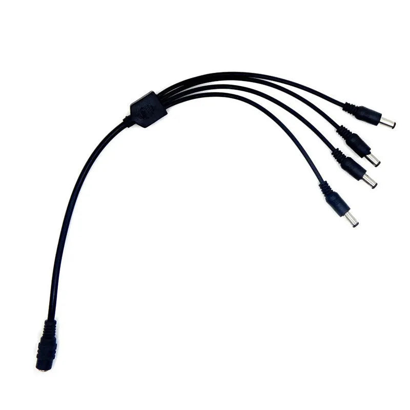 Black 0.39 metre monitoring power cord with DC 1-to-4 splitter and 5.5mm connectors