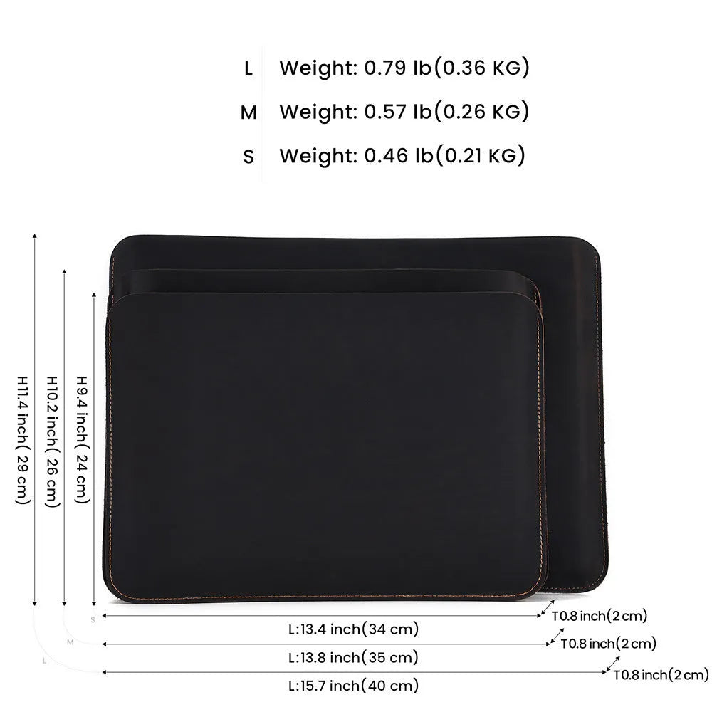 Brown genuine first-layer cowhide leather horizontal laptop organiser bag with structured compartments