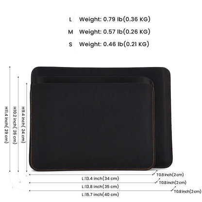 Brown genuine first-layer cowhide leather horizontal laptop organiser bag with structured compartments