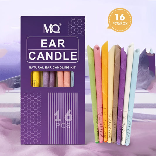 MQ Horn colour ear candles health massage suit with 16 candles, 8 protection boards and 16 cotton swabs
