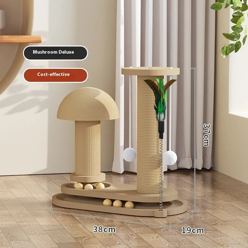 Solid wood cat scratching post with turntable base, 50cm tall with 30cm diameter